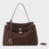 Suede Dark Brown-Golden Hardware